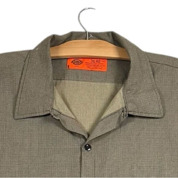 Vintage Dickies Work Shirt Men's Houndstooth Button Up khaki Grunge Skater sz 3x - Picture 8 of 8
